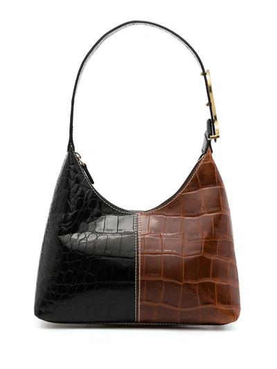 Shop Staud Crocodile-effect Leather Mini Bag In Brown