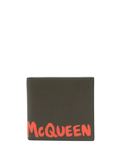 Shop Alexander Mcqueen Logo-print Leather Wallet In Green