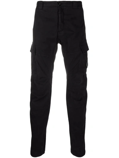 Shop C.p. Company Straight-leg Cargo Trousers In Black