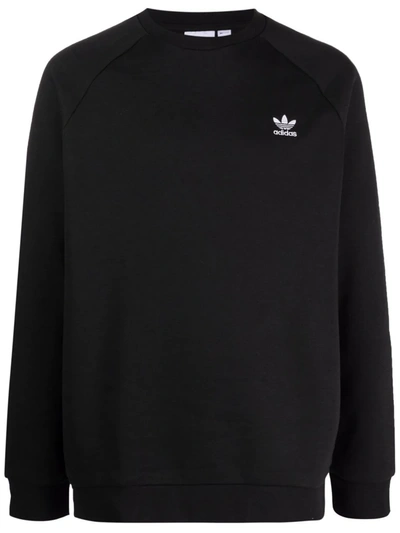 Shop Adidas Originals Logo-embroidered Cotton Sweatshirt In Black