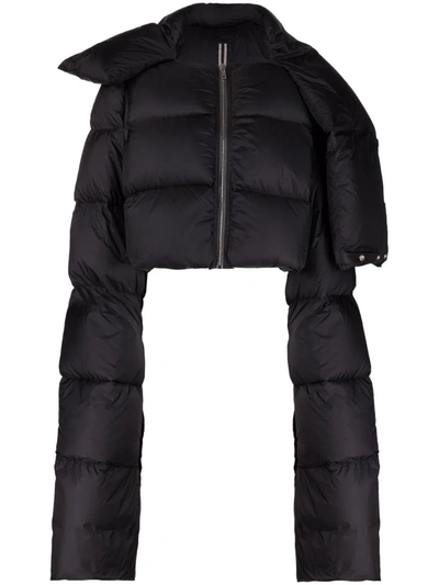 Shop Rick Owens Cropped Puffer Jacket In Black
