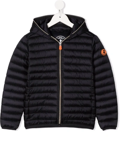 Save The Duck Padded Hooded Jacket In 10000 Nero