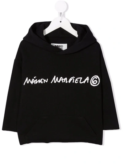 Shop Mm6 Maison Margiela Logo-print Cotton Hoodie In Black