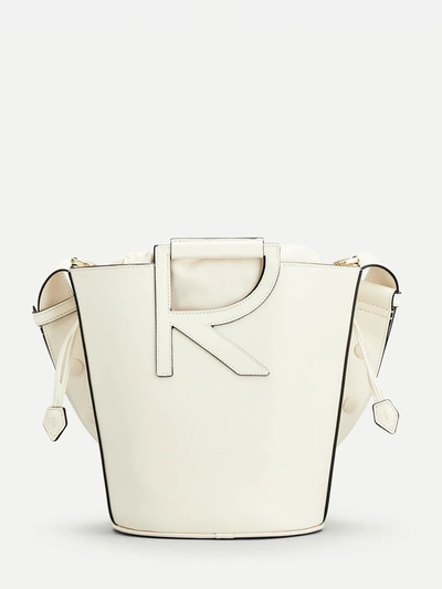 Shop Roger Vivier Rv Bucket Bag Medium Cream In White