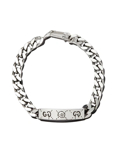 Shop Gucci Ghost Chain Bracelet In Silver