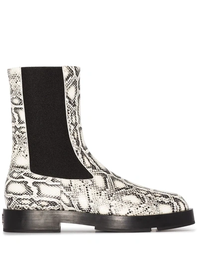 Shop Givenchy Snake Print Chelsea Ankle Boots In Weiss