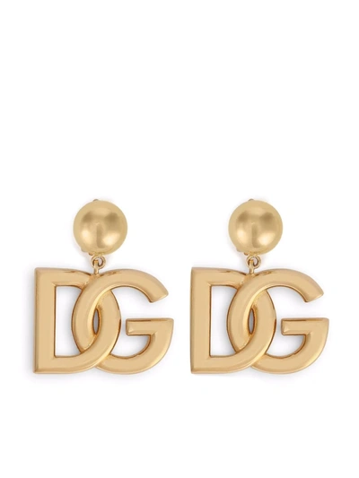 Shop Dolce & Gabbana Dg-logo Clip-on Earrings In Gold