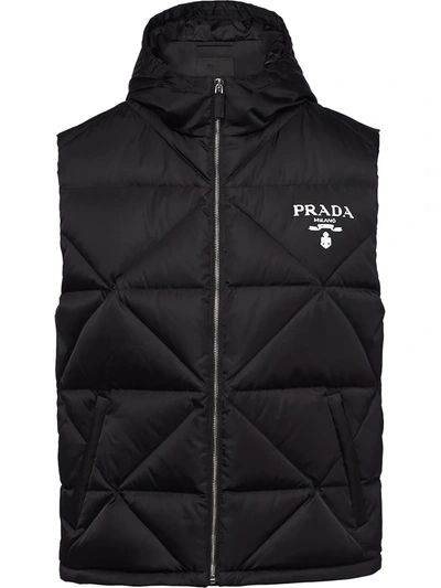 Shop Prada Re-nylon Down Vest In Schwarz