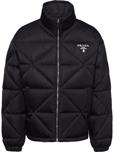 Shop Prada Re-nylon Down Jacket In Schwarz