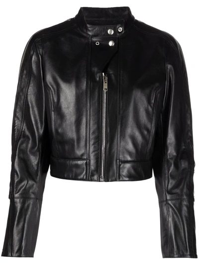 Shop Givenchy Cropped Polished-finish Jacket In Schwarz