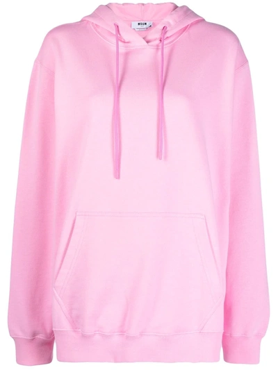 Shop Msgm Oversized Cotton Hoodie In 粉色