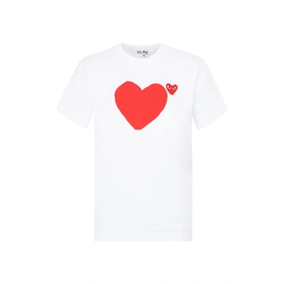 Shop Comme Des Garçons Play Heart Print T-shirt Tshirt In White