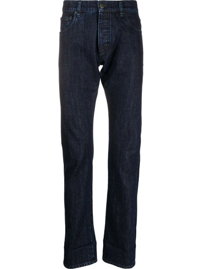 Shop Prada Logo Plaque Straight-leg Jeans In Nero