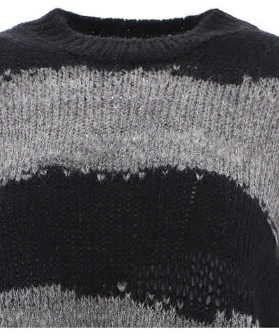 Shop Acne Studios Striped Sweater In Grey