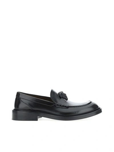 Shop Versace Loafers In Nero+khaki-nero