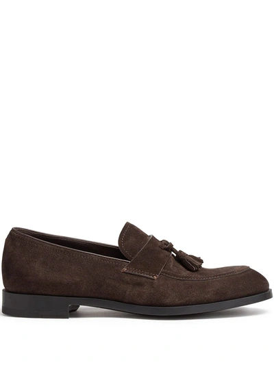 Shop Ermenegildo Zegna Tassel-detail Loafers In Brown