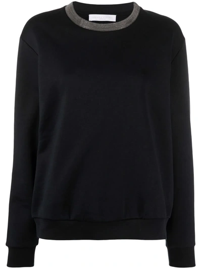 Fabiana Filippi Ball-chain Neckline Sweatshirt In Black