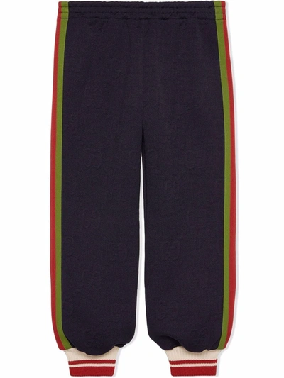 Shop Gucci Gg Jacquard Track Trousers In Blue