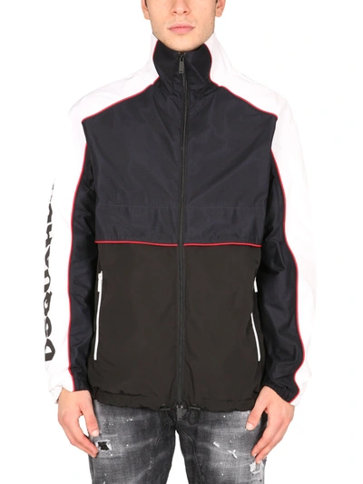 Shop Dsquared2 Combo Motorcycle Jacket With Logo In Nero