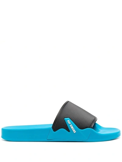 Raf Simons Black & Blue Astra Slides In Black/blue