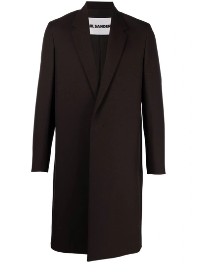 Shop Jil Sander Notched-lapels Single-breasted Coat In Braun