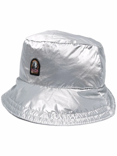 Shop Parajumpers Logo Patch Bucket Hat In Silber