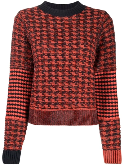 Shop Victoria Beckham Houndstooth-knit Panelled Jumper In Rot