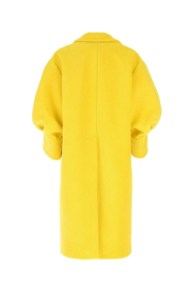 Shop Prada Yellow Velvet Coat Yellow  Donna 40