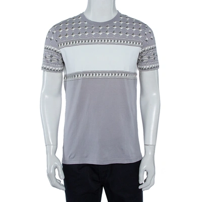 Pre-owned Givenchy Grey Geometric Printed Cotton Crewneck T-shirt M