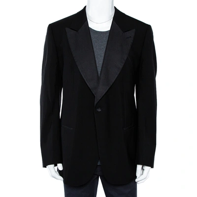 Pre-owned Giorgio Armani Black Wool Button Front Blazer 5xl
