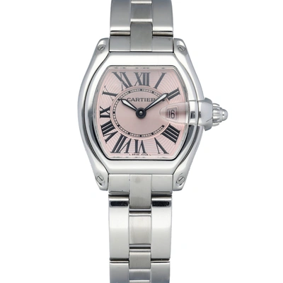 Pre-owned Cartier Pink Stainless Steel Roadster 2675 Women's Wristwatch 31 Mm