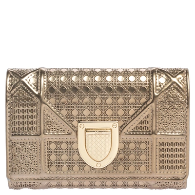Pre-owned Dior Ama Trifold Wallet In Metallic