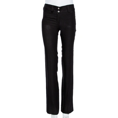 Pre-owned Dolce & Gabbana Black Linen Straight Leg Pants S