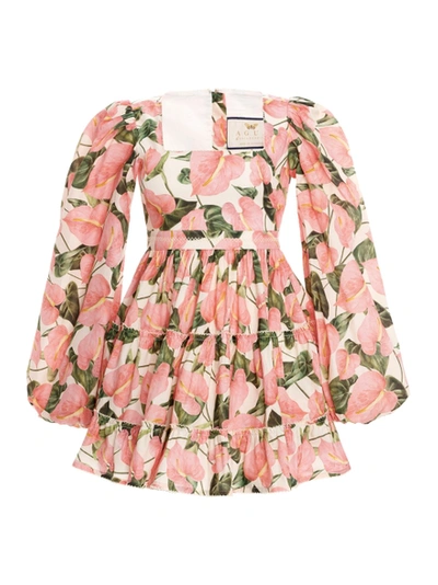 Shop Agua By Agua Bendita Avena Floral Print Mini Dress, Pink