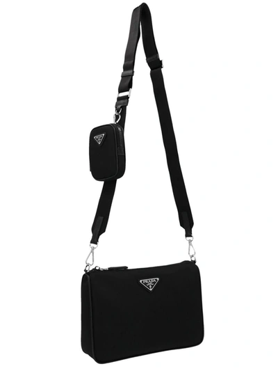 Shop Prada Nylon And Saffiano Shoulder Bag In Nero