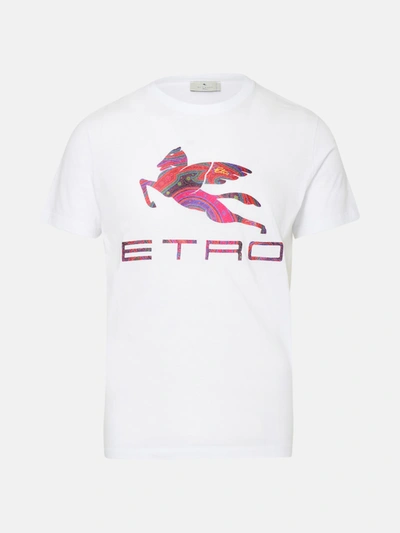 Shop Etro T-shirt Pegaso Bianca In White