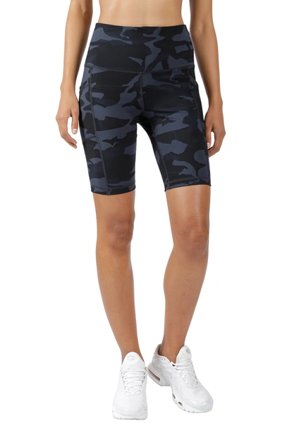 Yogalicious Lux Camo High Rise Bike Shorts In P594 Camo Slate Sky