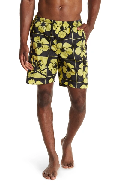 Shop Palm Angels Floral Print Swim Trunks In Yellow