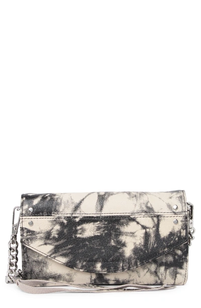 Shop Aimee Kestenberg Delancey Leather Chain Wallet Crossbody In Vanilla Black Tie Dy