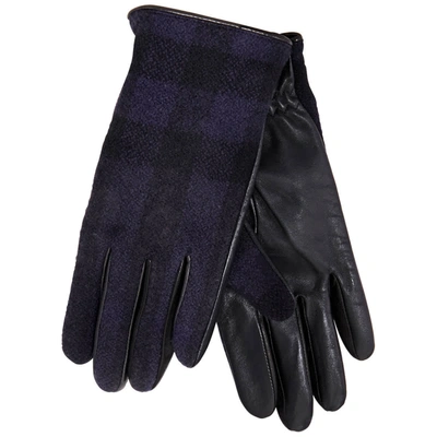 Shop Burberry Mens Check Wool And Leather Touch Screen Gloves