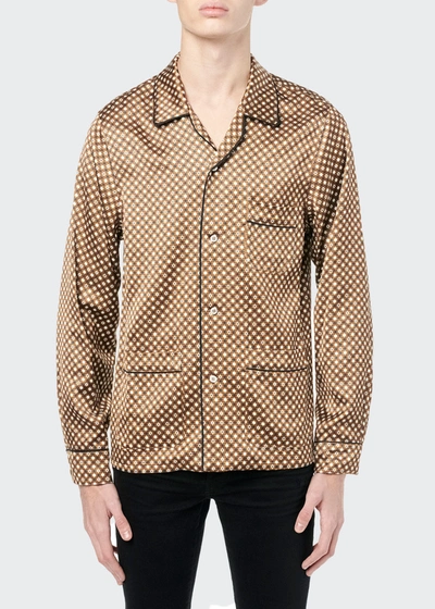 Shop Amiri Men's Poker-print Pajama Shirt In Brown