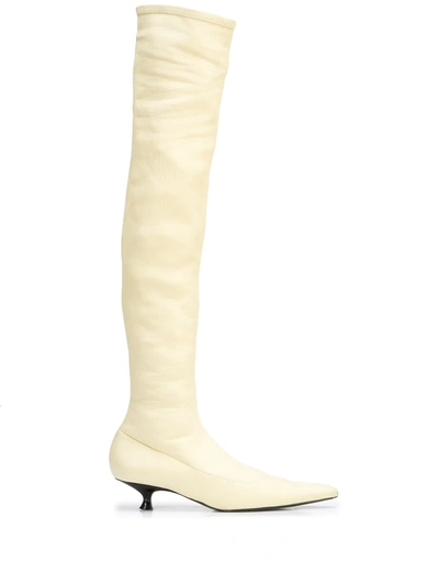 Shop Khaite The Volos Over-the-knee Boots In Yellow