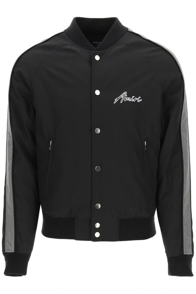Shop Amiri Hardcore Bomber Jacket In Black Silver (black)