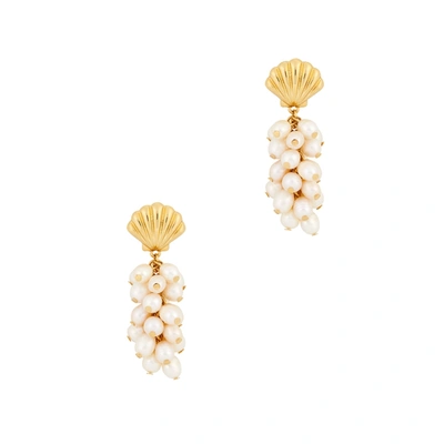 Shop Kenneth Jay Lane Shell Faux Pearl And Gold-tone Drop Earrings