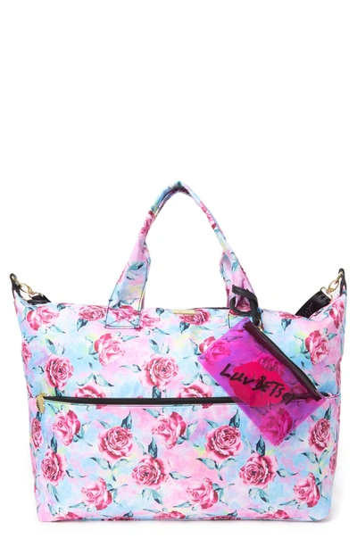 Shop Luv Betsey By Betsey Johnson Nylon Weekend Bag With Wristlet In Rose Floral Print Over Tie Dye