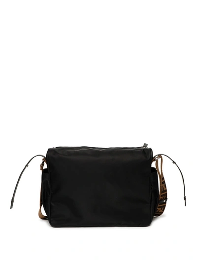 Shop Fendi Leather Logo Diaper Bag Black
