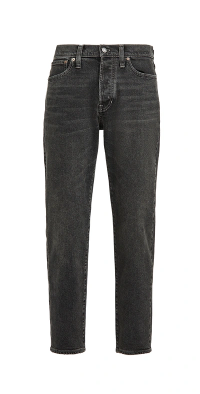 Shop Madewell Tapered Crop Jeans In Washed Black