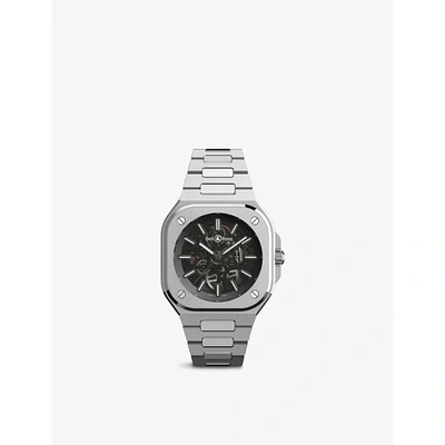 Shop Bell & Ross Br05 Skeleton Nightlum Automatic Stainless Steel Watch In Silver