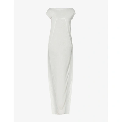 Shop Rick Owens Column Asymmetric-neckline Woven Maxi Dress In Oyster