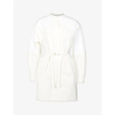 Shop Stella Mccartney Womens Cream Liana Belted Woven Mini Dress 8